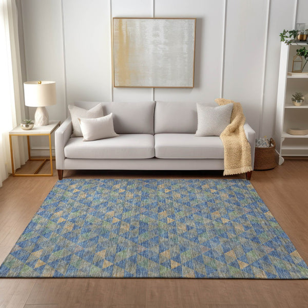 Homeroots 3' Beige Tan And Taupe Geometric Washable Area Rug For Indoor And Outdoor Spaces - Durable Design 5' X 8' Polyester 578245
