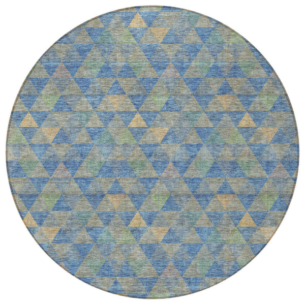 Homeroots 3' Beige Tan And Taupe Geometric Washable Area Rug For Indoor And Outdoor Spaces - Durable Design 8' Round Polyester 578246