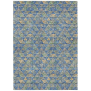 HomeRoots 5' Sky Blue and Gray Geometric Washable Area Rug for Indoor and Outdoor Spaces - Modern Comfort 10' X 14' 578249