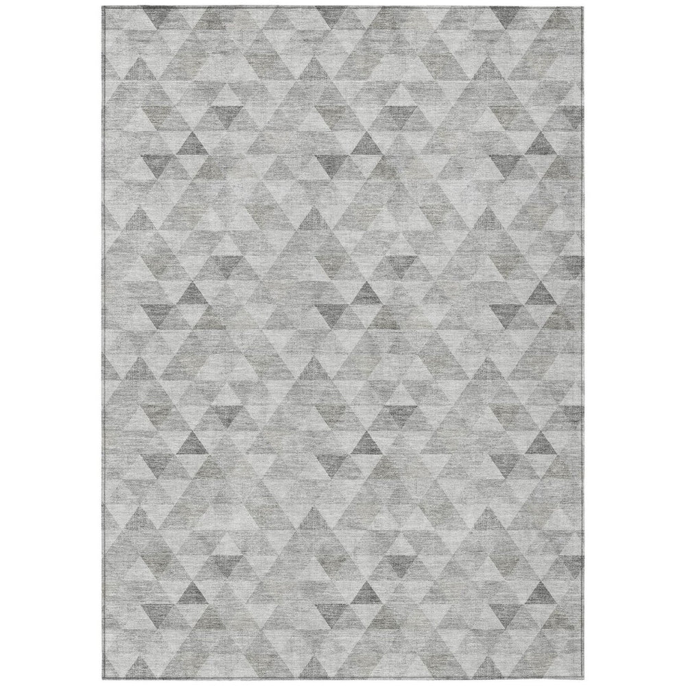 HomeRoots 5' Silver Beige and Taupe Geometric Washable Area Rug for Indoor and Outdoor Living Spaces 5' X 8' 578251