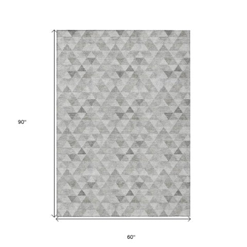 Homeroots 3' Beige Tan And Taupe Geometric Washable Area Rug For Indoor And Outdoor Spaces - Durable Design 5' X 8' Polyester 578251