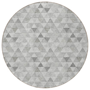 Homeroots 3' Beige Tan And Taupe Geometric Washable Area Rug For Indoor And Outdoor Spaces - Durable Design 8' Round Polyester 578252