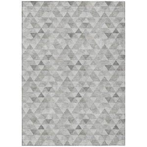 HomeRoots 9' Modern Geometric Silver-Beige and Taupe Area Rug - Washable for Indoor and Outdoor Use 9' X 12' 578254