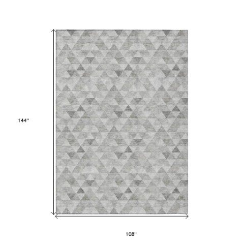 Homeroots 3' Beige Tan And Taupe Geometric Washable Area Rug For Indoor And Outdoor Spaces - Durable Design 9' X 12' Polyester 578254