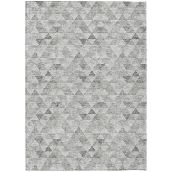 HomeRoots 5' Silver Beige and Taupe Geometric Washable Area Rug for Indoor and Outdoor Living Spaces 10' X 14' 578255
