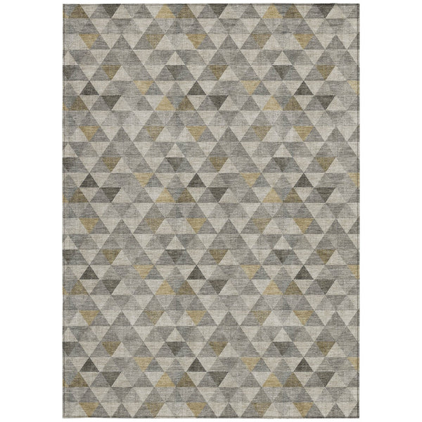 Homeroots 3' Beige Tan And Taupe Geometric Washable Area Rug For Indoor And Outdoor Spaces - Durable Design 5' X 8' Polyester 578257