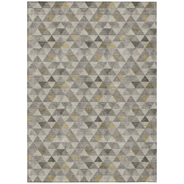 HomeRoots 5' Modern Geometric Taupe Beige Tan Area Rug - Durable, Washable for Indoor & Outdoor Spaces 5' X 8' 578257