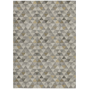 Homeroots 3' Beige Tan And Taupe Geometric Washable Area Rug For Indoor And Outdoor Spaces - Durable Design 8' X 10' Polyester 578259