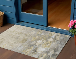 Homeroots 3' Beige Taupe Floral Washable Area Rug For Indoor And Outdoor Spaces - Stylish And Durable Design 3' X 5' Polyester 578262