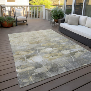 Homeroots 3' Beige Taupe Floral Washable Area Rug For Indoor And Outdoor Spaces - Stylish And Durable Design 5' X 8' Polyester 578263