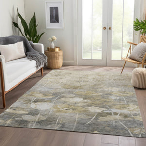 Homeroots 3' Beige Taupe Floral Washable Area Rug For Indoor And Outdoor Spaces - Stylish And Durable Design 5' X 8' Polyester 578263