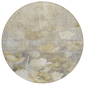 HomeRoots 5' Versatile Floral Washable Area Rug for Indoor & Outdoor Use - Durable, Stylish & Easy Care 8' Round 578264