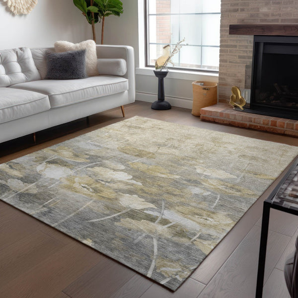 Homeroots 3' Beige Taupe Floral Washable Area Rug For Indoor And Outdoor Spaces - Stylish And Durable Design 8' X 10' Polyester 578265