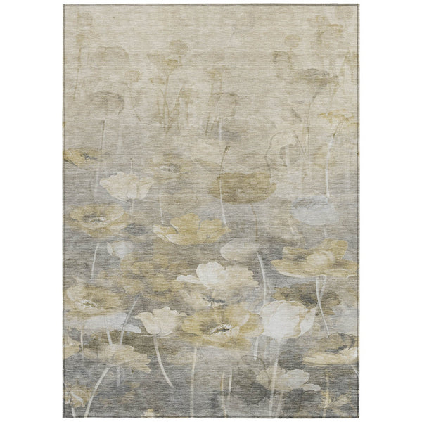 Homeroots 3' Beige Taupe Floral Washable Area Rug For Indoor And Outdoor Spaces - Stylish And Durable Design 9' X 12' Polyester 578266