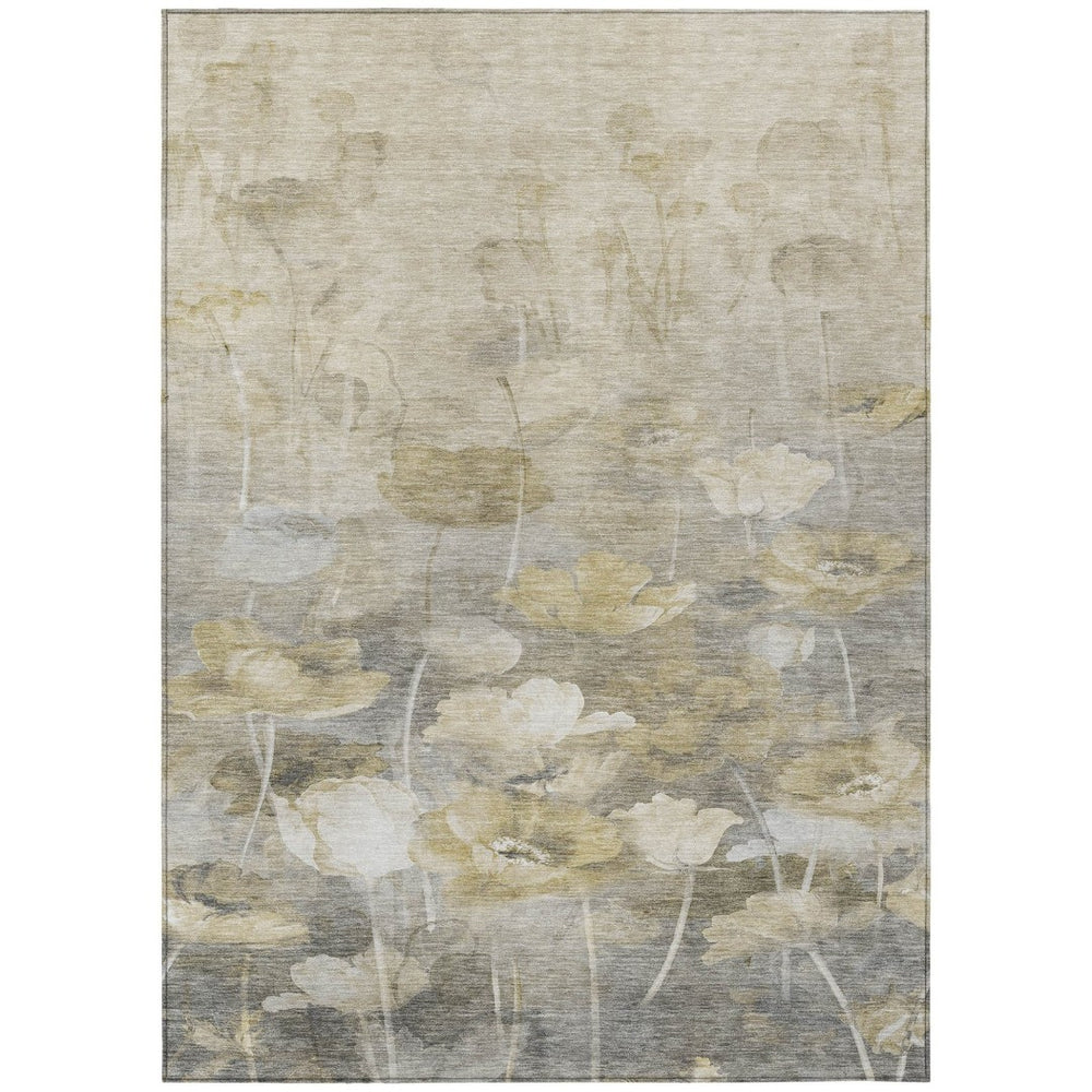 HomeRoots 9' Durable Floral Indoor Outdoor Area Rug - Stylish Beige and Taupe Design for Easy Care & Versatility 9' X 12' 578266
