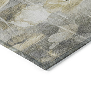 Homeroots 3' Beige Taupe Floral Washable Area Rug For Indoor And Outdoor Spaces - Stylish And Durable Design 9' X 12' Polyester 578266