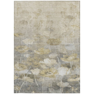 Homeroots 3' Beige Taupe Floral Washable Area Rug For Indoor And Outdoor Spaces - Stylish And Durable Design 10' X 14' Polyester 578267
