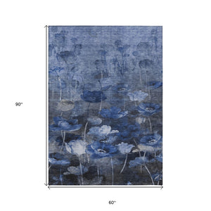 Homeroots 3' Beige Taupe Floral Washable Area Rug For Indoor And Outdoor Spaces - Stylish And Durable Design 5' X 8' Polyester 578269