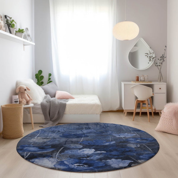 Homeroots 3' Beige Taupe Floral Washable Area Rug For Indoor And Outdoor Spaces - Stylish And Durable Design 8' Round Polyester 578270