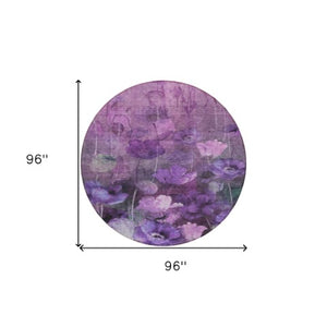 Homeroots 3' Beige Taupe Floral Washable Area Rug For Indoor And Outdoor Spaces - Stylish And Durable Design 8' Round Polyester 578276