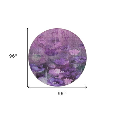 Homeroots 3' Beige Taupe Floral Washable Area Rug For Indoor And Outdoor Spaces - Stylish And Durable Design 8' Round Polyester 578276