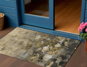 Homeroots 3' Beige Taupe Floral Washable Area Rug For Indoor And Outdoor Spaces - Stylish And Durable Design 3' X 5' Polyester 578280