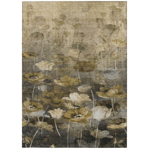 Homeroots 3' Beige Taupe Floral Washable Area Rug For Indoor And Outdoor Spaces - Stylish And Durable Design 5' X 8' Polyester 578281