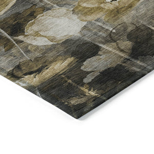 HomeRoots 5' Floral Washable Area Rug in Taupe Beige and Tan - Stylish, Durable, Perfect for Indoor and Outdoor Spaces 5' X 8' 578281
