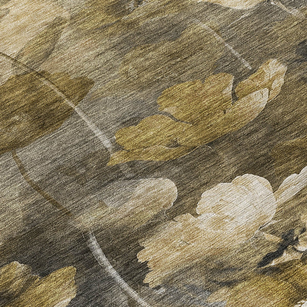 Homeroots 3' Beige Taupe Floral Washable Area Rug For Indoor And Outdoor Spaces - Stylish And Durable Design 8' Round Polyester 578282