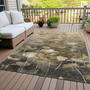 Homeroots 3' Beige Taupe Floral Washable Area Rug For Indoor And Outdoor Spaces - Stylish And Durable Design 9' X 12' Polyester 578284