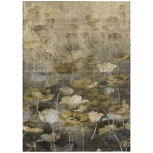 HomeRoots 9' Washable Floral Area Rug - Durable Indoor Outdoor Design in Taupe Beige & Tan for High-Traffic Spaces 9' X 12' 578284