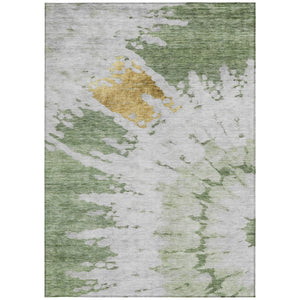 Homeroots 3' Artichoke Green Abstract Indoor Outdoor Area Rug – Stylish, Washable, And Stain Resistant Design 5' X 8' Polyester 578287
