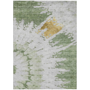 HomeRoots 5' Artichoke Green and Olive Abstract Rug - Durable, Washable Indoor/Outdoor Area Rug for High-Traffic Use 5' X 8' 578287