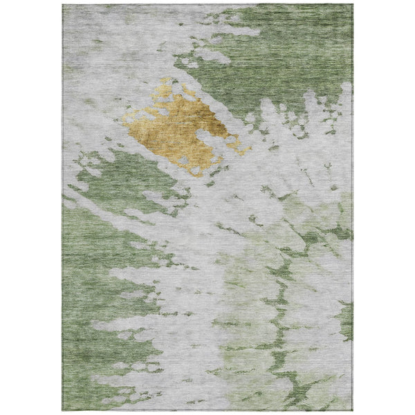 Homeroots 3' Artichoke Green Abstract Indoor Outdoor Area Rug – Stylish, Washable, And Stain Resistant Design 8' X 10' Polyester 578289