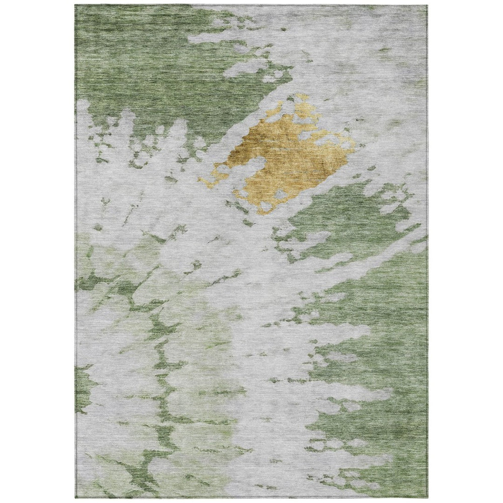 HomeRoots 9' Abstract Artichoke Green and Olive Green Washable Area Rug for Indoor and Outdoor Spaces 9' X 12' 578290