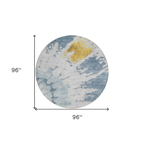 Homeroots 3' Artichoke Green Abstract Indoor Outdoor Area Rug – Stylish, Washable, And Stain Resistant Design 8' Round Polyester 578294