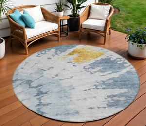 Homeroots 3' Artichoke Green Abstract Indoor Outdoor Area Rug – Stylish, Washable, And Stain Resistant Design 8' Round Polyester 578294