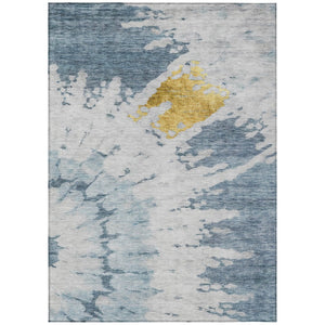 HomeRoots 5' Durable Denim and Sky Blue Abstract Area Rug for Indoor and Outdoor Spaces – Easy Care & Stylish 8' X 10' 578295