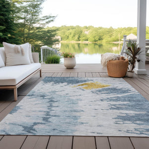 Homeroots 3' Artichoke Green Abstract Indoor Outdoor Area Rug – Stylish, Washable, And Stain Resistant Design 8' X 10' Polyester 578295