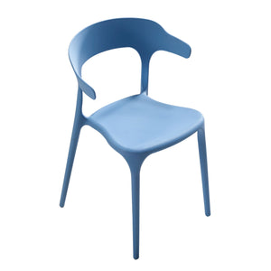 English Elm Stackable Plastic Chairs Set of 4 Blue & White | Heavy-Duty PP Seats, Waterproof, Easy-Clean, 150kg承 W3788P368768