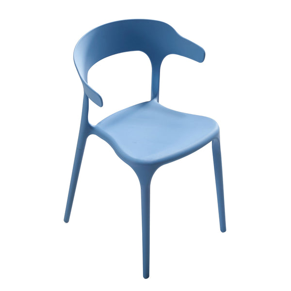English Elm Stackable Plastic Chairs Set of 4 Blue & White | Heavy-Duty PP Seats, Waterproof, Easy-Clean, 150kg承 W3788P368768
