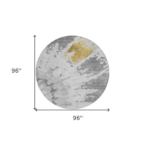 Homeroots 3' Artichoke Green Abstract Indoor Outdoor Area Rug – Stylish, Washable, And Stain Resistant Design 8' Round Polyester 578300