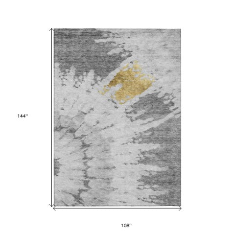 Homeroots 3' Artichoke Green Abstract Indoor Outdoor Area Rug – Stylish, Washable, And Stain Resistant Design 9' X 12' Polyester 578302