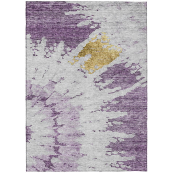 HomeRoots 5' Purple and Lavender Abstract Washable Area Rug - Stylish, Durable Design for Indoor & Outdoor Use 5' X 8' 578305