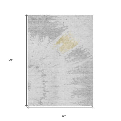 Homeroots 3' Artichoke Green Abstract Indoor Outdoor Area Rug – Stylish, Washable, And Stain Resistant Design 5' X 8' Polyester 578311