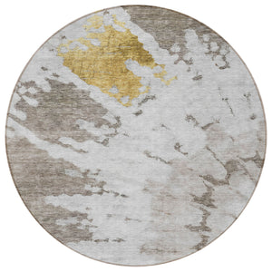 Homeroots 3' Artichoke Green Abstract Indoor Outdoor Area Rug – Stylish, Washable, And Stain Resistant Design 8' Round Polyester 578318