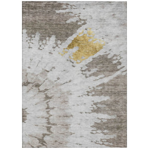 HomeRoots 9' Abstract Taupe Khaki and Ivory Washable Area Rug for Indoor and Outdoor Style and Durability 9' X 12' 578320