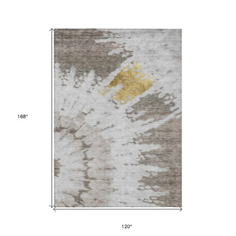 Homeroots 3' Artichoke Green Abstract Indoor Outdoor Area Rug – Stylish, Washable, And Stain Resistant Design 10' X 14' Polyester 578321