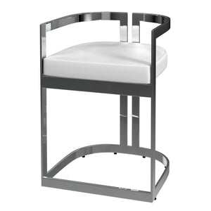 Butler Specialty Clarence Modern Faux Leather Counter Stool With Sturdy Iron Frame For Stylish Kitchen Seating White Stainless Steel,Plyboard,Foam,Faux Leather 5783220-butler