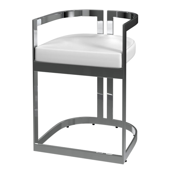 Butler Specialty Clarence Modern Faux Leather Counter Stool With Sturdy Iron Frame For Stylish Kitchen Seating White Stainless Steel,Plyboard,Foam,Faux Leather 5783220-butler